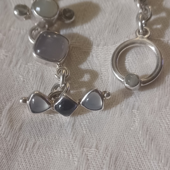 Mars and Valentine / Echo of The Dreamer Multi Gemstone Link Toggle Bracelet, SS - Picture 8 of 16